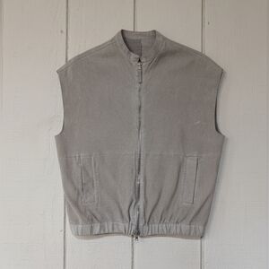 Eleventy Grey Italian Leather Vest Minimalist Scandinavian Luxury